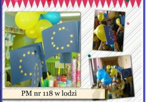 Kolaż przedstawiający jak dzieci świętowały dzień Europy.