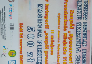 przyznana nagroda pieniężna