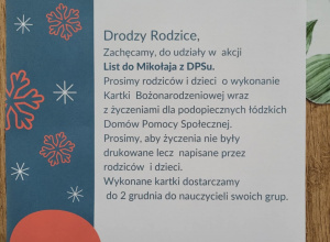 List do Mikołaja z DPSu