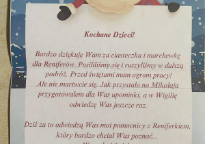 Zdjęcie przedstawia list od Mikołaja.