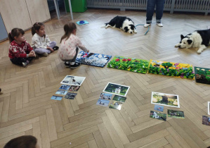 Na zdjęciu widzimy dziewczynkę, która chowa smakoszka na macie węchowej.