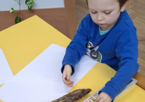 chłopiec wybiera świecową kredką