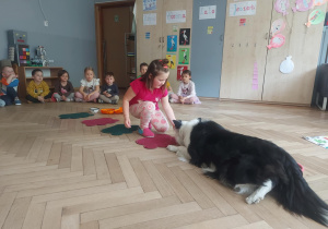 Dziecko dające psi smakołyk