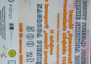 przyznana nagroda pieniężna
