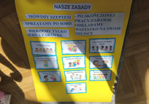 Na zdjęciu widzimy plakat przedstawiający zasady obowiązujące w grupie.