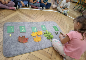 dziewczynka przelicza liście