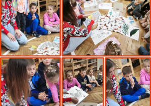 Dzieci siedzą w kręgu i słuchają o powstawaniu wzorów