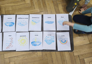 Na zdjęciu widzimy ilustracje przedstawiające różne zjawiska atmosferyczne charakterystyczne dla jesieni.