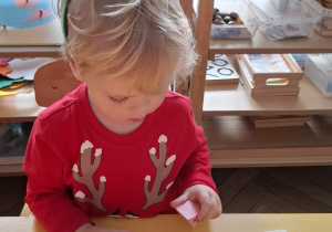 dziecko segreguje klocki