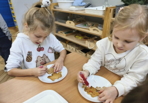 Na zdjęciu widzimy chłopca, który wycina foremkami pierniczki.
