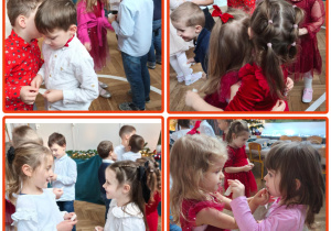 Dzieci składają sobie życzenia i dzielą się opłatkiem