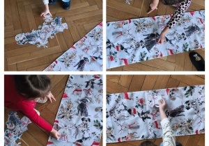 Na zdjęciu widzimy dzieci, które wykonują zadanie świąteczne.