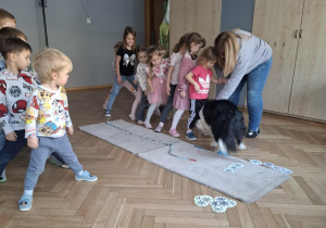 Lili przechodzi pod nogami dzieci