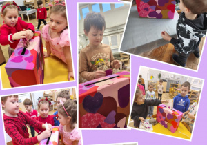 Dzieci wkładają walentynki do poczty