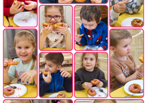 Dzieci jedzą donaty