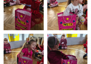 Na zdjęciach widzimy dzieci, które losują Walentynki.