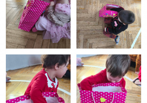 Na zdjęciach widzimy dzieci, które losują Walentynki.