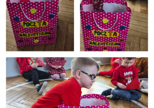 Na zdjęciach widzimy dzieci, które losują Walentynki.