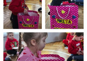 Na zdjęciach widzimy dzieci, które losują Walentynki.