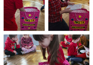 Na zdjęciach widzimy dzieci, które losują Walentynki.