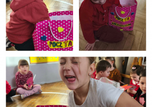 Na zdjęciach widzimy dzieci, które losują Walentynki.