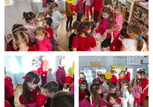 Na zdjęciach widzimy dzieci, które tańczą z balonami.