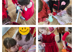 Na zdjęciach widzimy dzieci, które uczestniczyły w zabawie "Szukam serduszkowej pary".