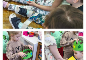 Na zdjęciach widzimy dzieci, które oglądają zdjęcia w poszczególnych etapów życia Solenizanta.