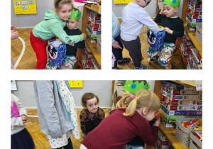 Na zdjęciach widzimy dzieci, które częstują się słodyczami przygotowanymi przez Solenizanta.