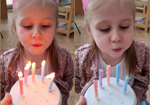 kolaż zdjęć - dziewczynka z tortem