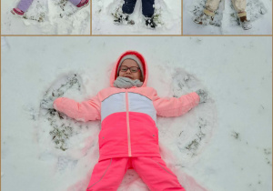kolaż zdjęć - anoiłki na śniegu