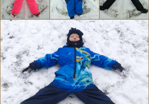 kolaż zdjęć - anoiłki na śniegu