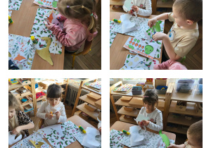 Na zdjęciach widzimy dzieci, które wykonują prace plastyczną.