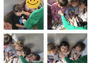 Na zdjęciach widzimy dziewczynki, które wykonują kolejene zadania od chłopców.