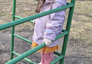 dziewczyna stoi na drabince