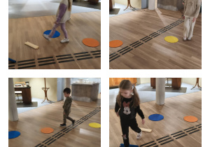 Na zdjęciach widzimy dzieci, które pokonują tor przeszkód.