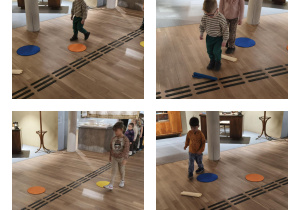 Na zdjęciach widzimy dzieci, które pokonują tor przeszkód.