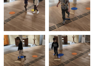 Na zdjęciach widzimy dzieci, które pokonują tor przeszkód.