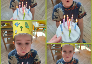 Kacper dmuchający świeczki