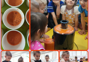 Dzieci wyciskają sok z marchwi