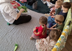 dzieci w zagrodzie z królikami