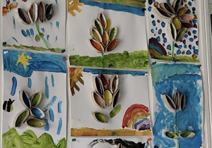 Na zdjęciu widać prace dzieci.