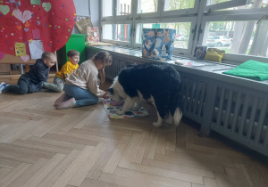 Dziewczynka nalewa wodę do miski psa