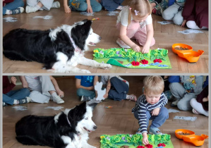 Dzieci szykują smaczki na macie węchowej - wiosna